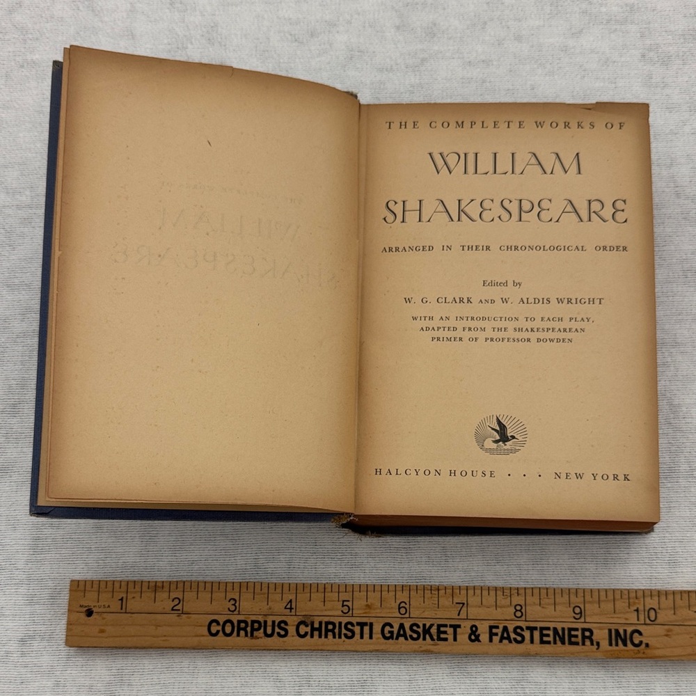 1939 The Complete Works of William Shakespeare Book, vintage handwritten  (OLCC)